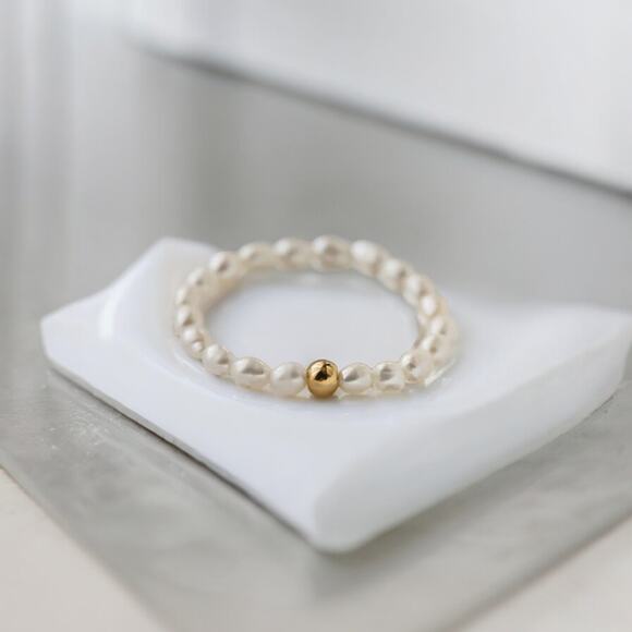 None Jewelry - NEW dainty freshwater pearl beaded boHo beachy ring jewelry size 6 B25A